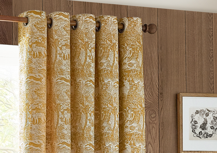 Winter Woods Eyelet, Ochre - Ready Made Curtains - Image 9